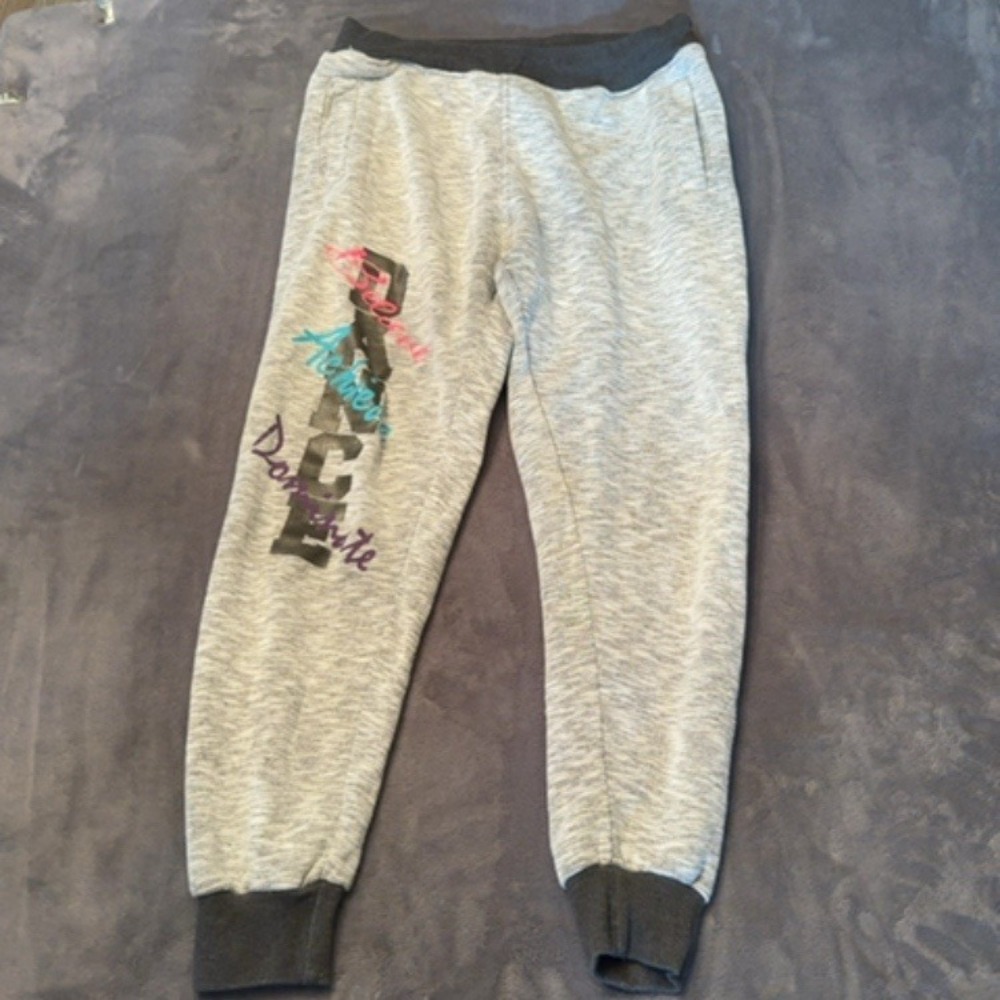 TheAcrux Joggers Womens Medium Gray Graphic Print Athletic Sweatpants Cuffed